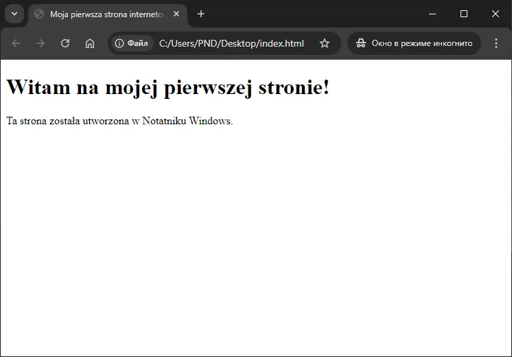 Otwieranie strony HTML w przeglądarce